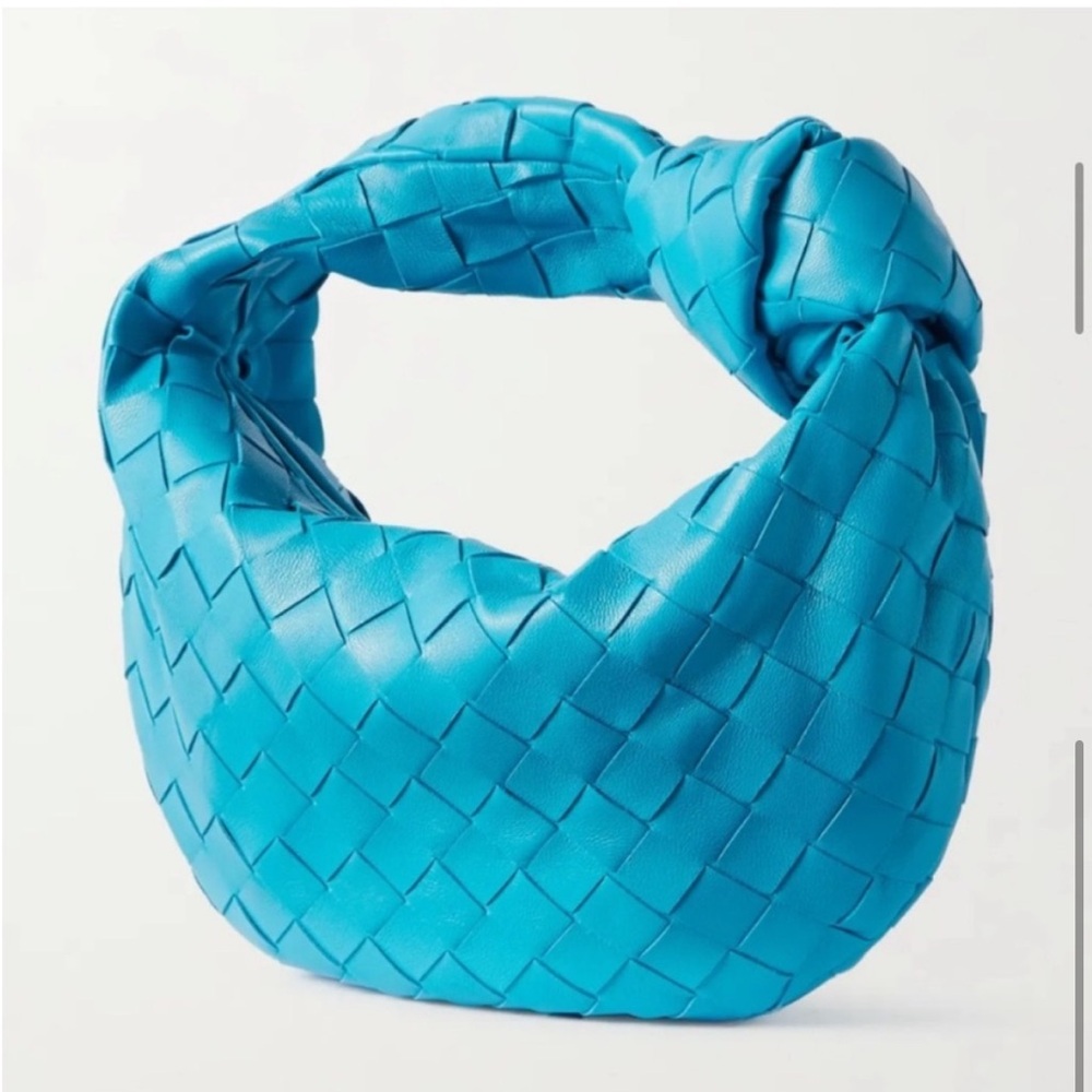 Bottega Veneta Mini Jodie Knotted Intrecciato Leather Shoulder Bag in Blue